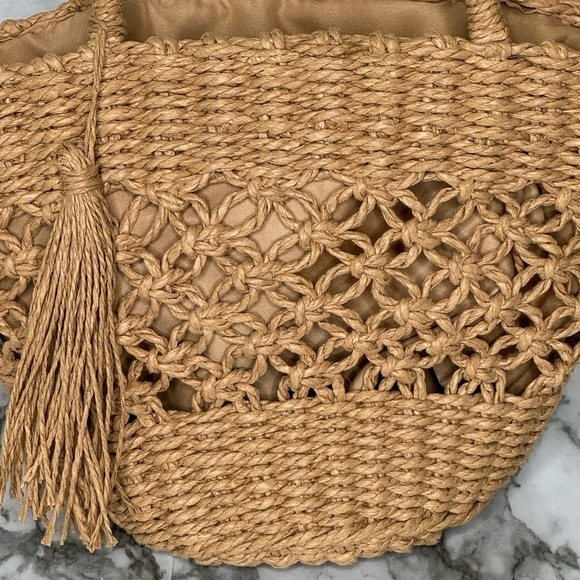 Lulla Collection Raffia Straw Woven Tote‎ Handbag - Picture 5 of 12